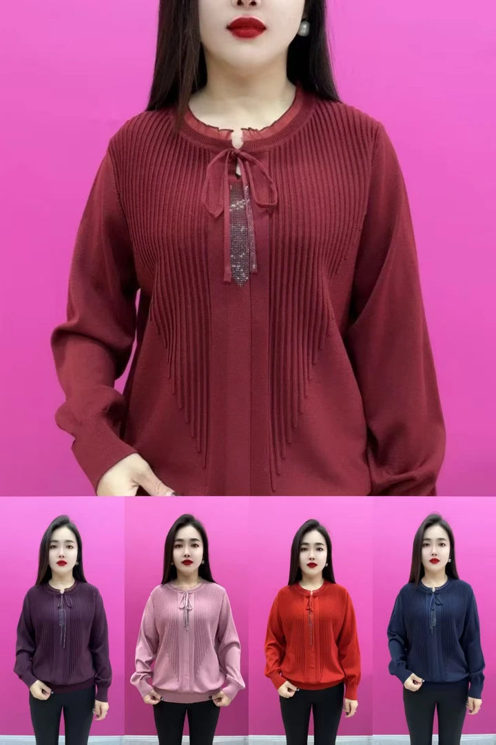 1559款木耳领系带蝴蝶结衫