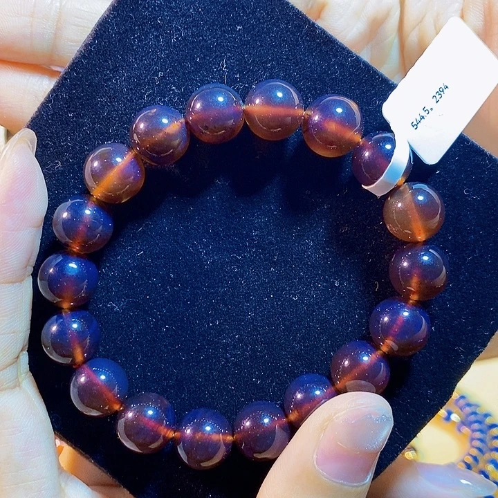 琥珀未镶嵌珠宝奇石紫罗兰手串11