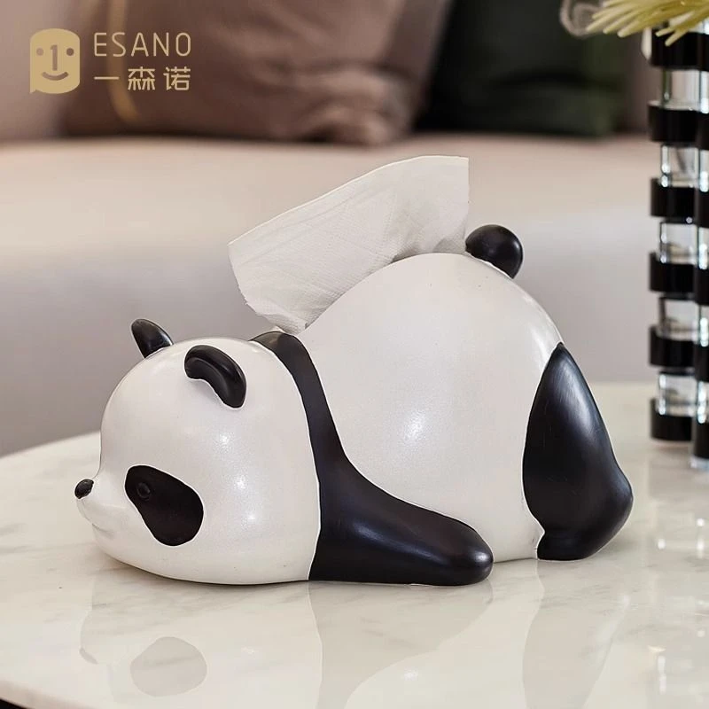 【宽口设计】熊猫可爱卫生间纸巾盒摆件家居饰品客厅房间抽纸盒家用