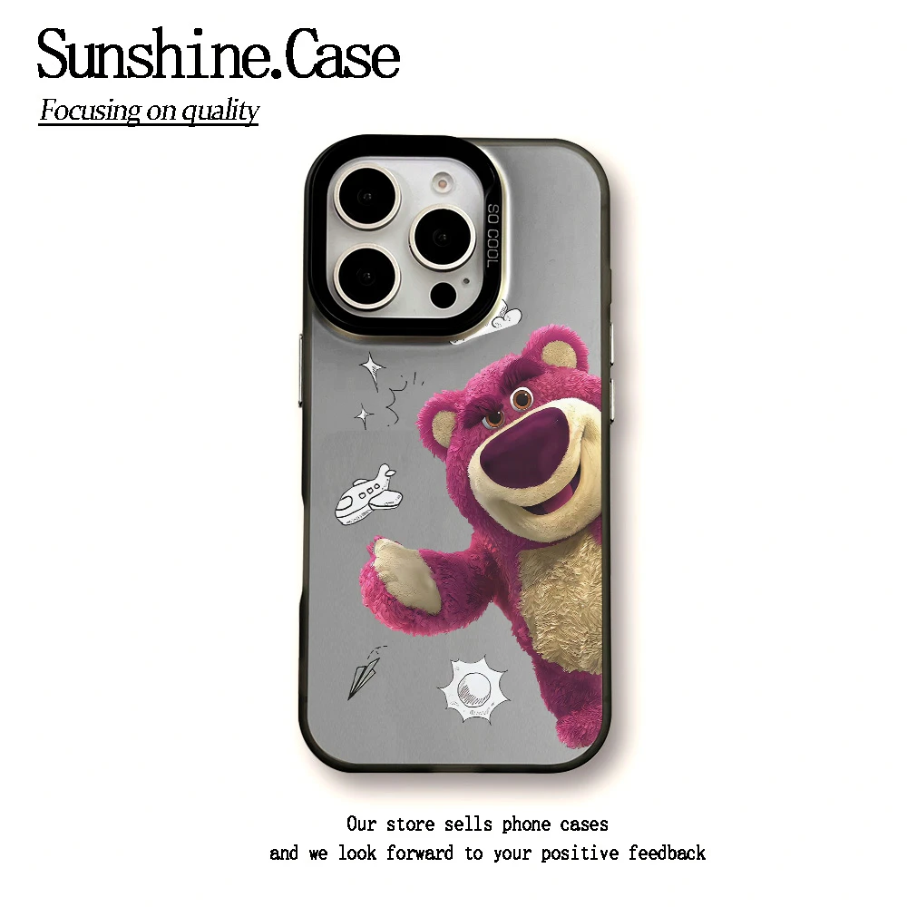 【彩银】草莓熊适用于苹果16promax华为vivo小米oppo防摔手机壳