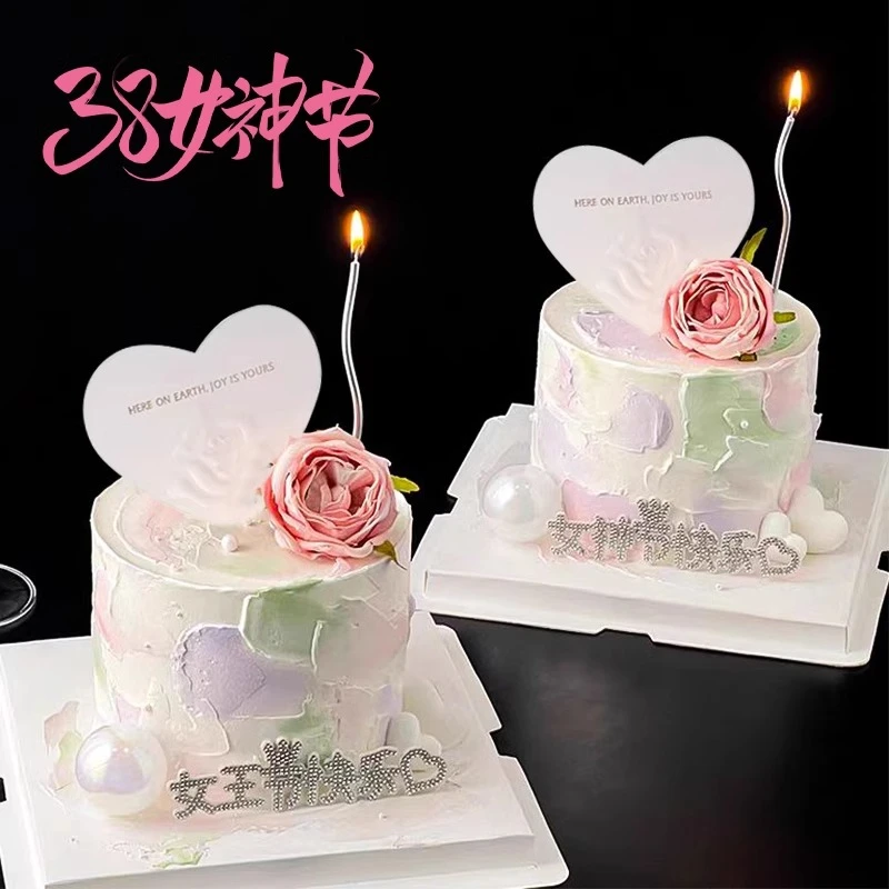 女神节蛋糕装饰插件钻石珍珠爱心玫瑰卡片妇女节女王甜品烘焙装扮