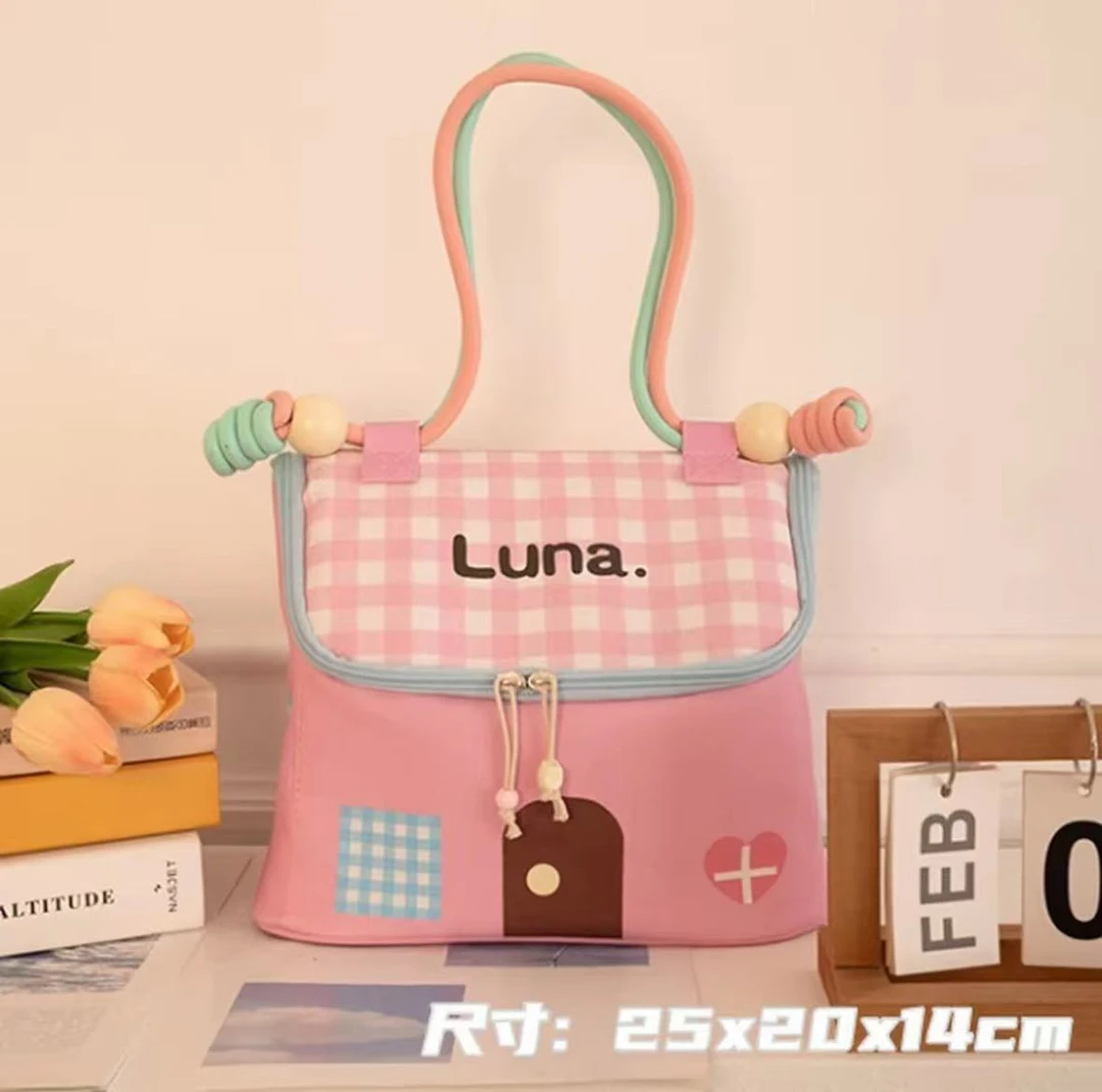 【柚柚专属】几何图案小房子防水化妆包百搭in单肩格子