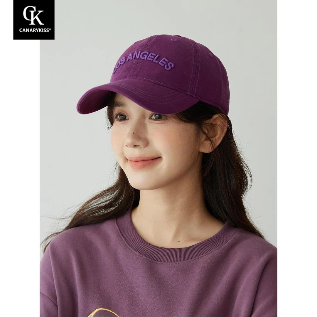 Canary Kiss韩系时尚棒球帽女高级感百搭刺绣帽子弯檐遮阳鸭舌帽