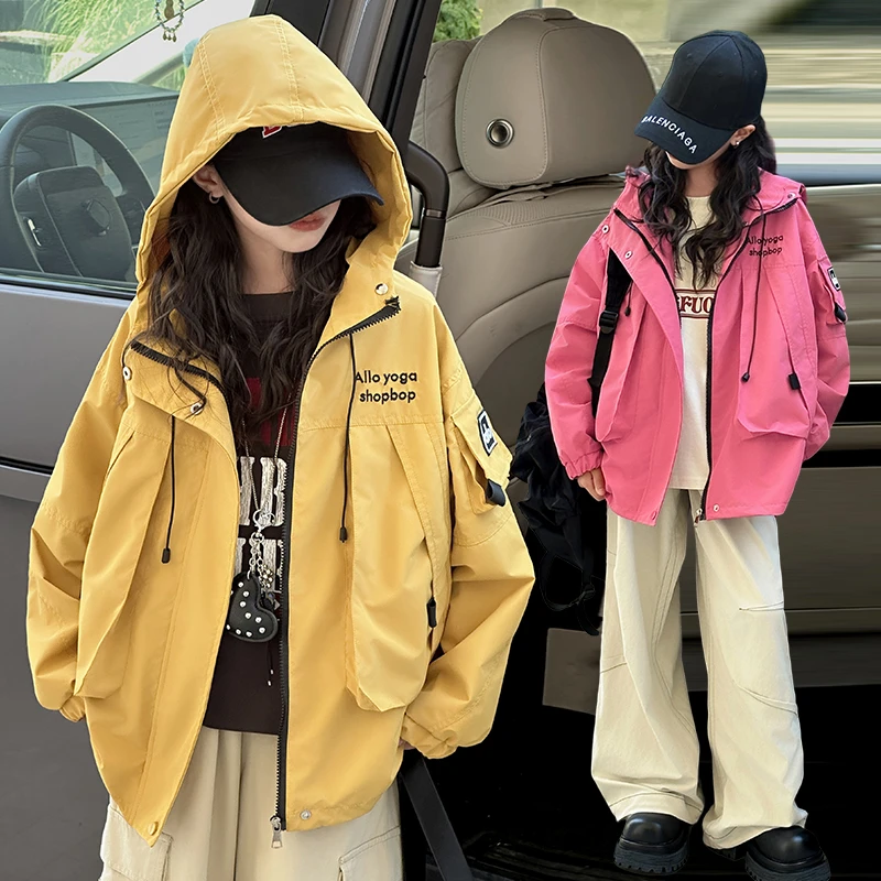 女童冲锋衣外套秋款2025新款儿童洋气韩版中大童风衣女孩童装