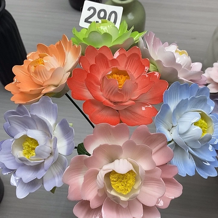 陶瓷陶瓷材料加工7朵芍药