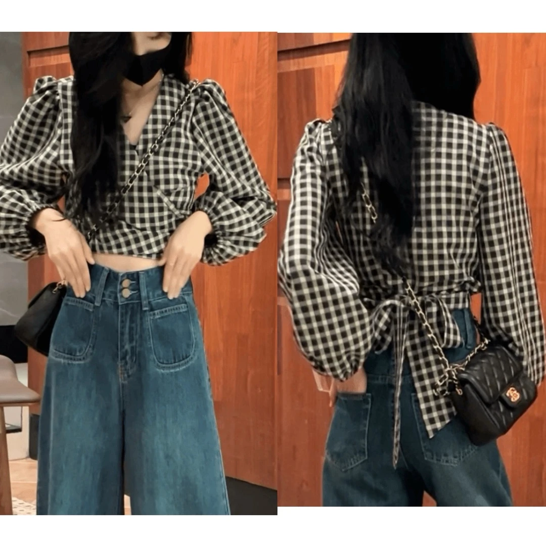 1006春季新款时尚百搭修身绑带衬衣