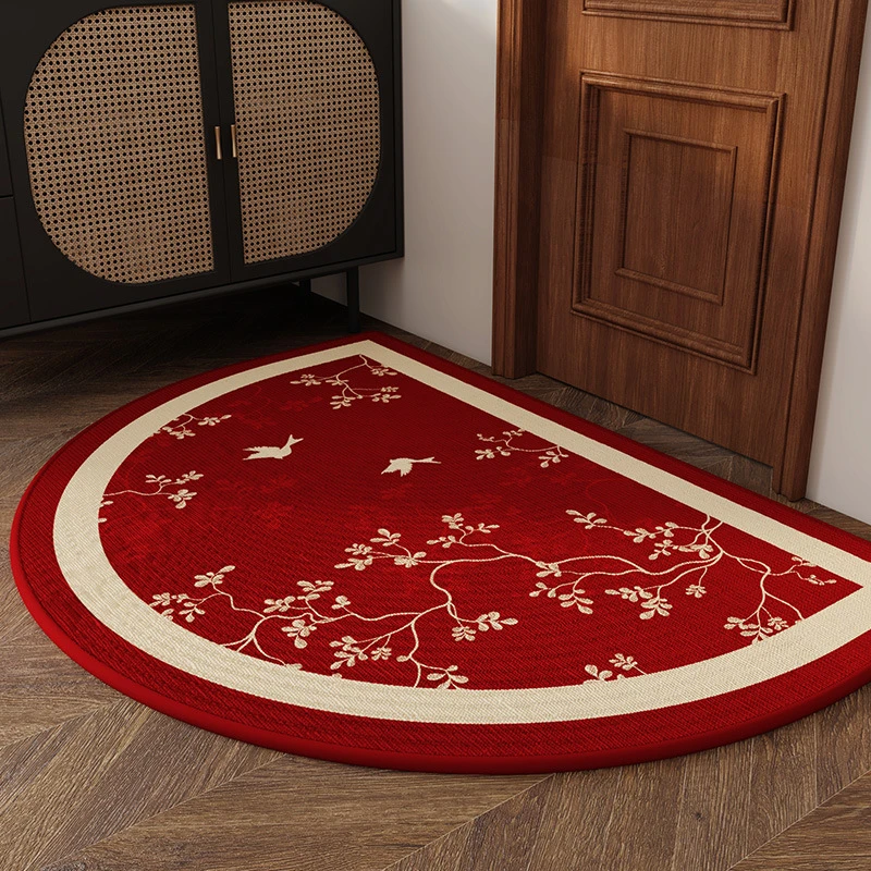 红色半圆入户门地垫喜庆刮沙除尘脚垫玄关家用地毯进门门垫