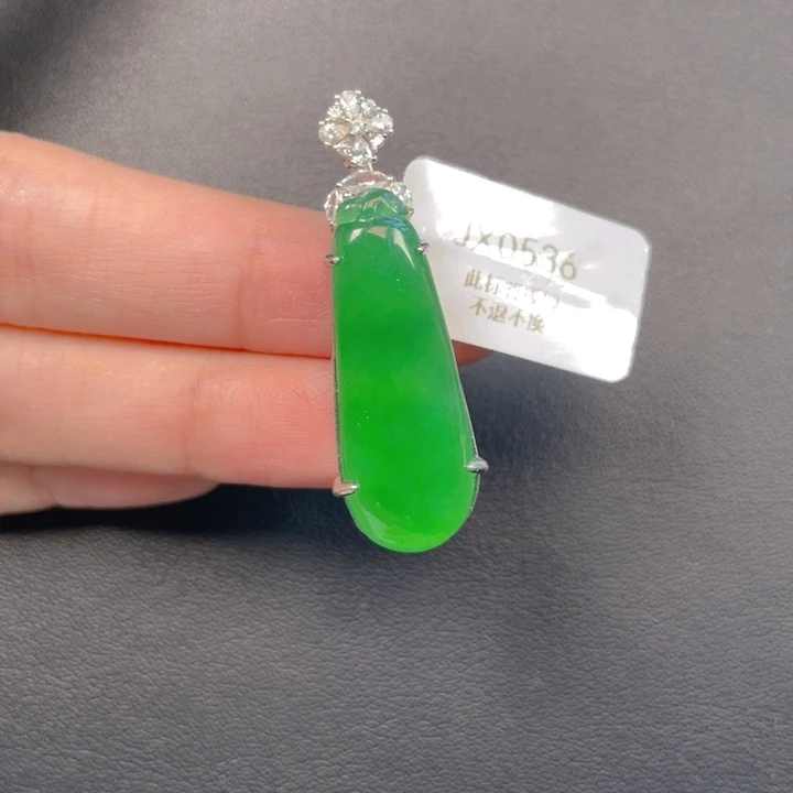 翡翠银S925镶嵌吊坠(不含链)