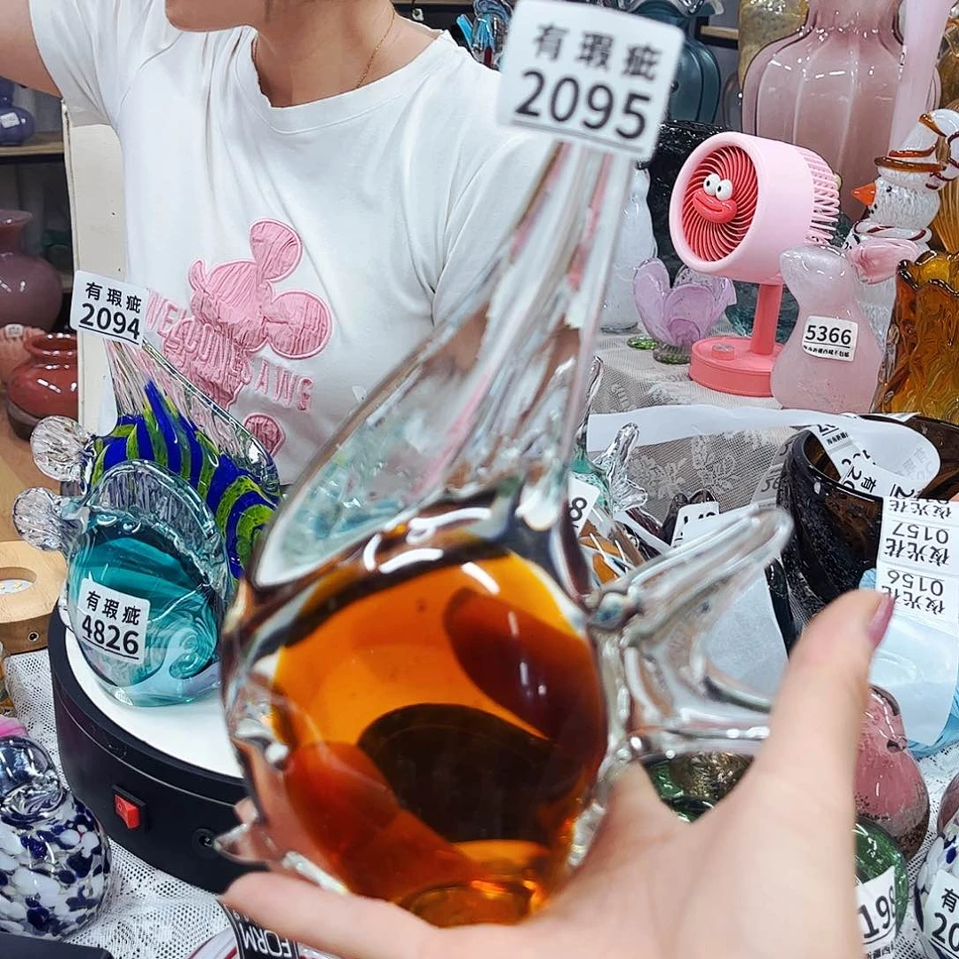 2095鱼瑕 家悦琉璃花瓶摆件