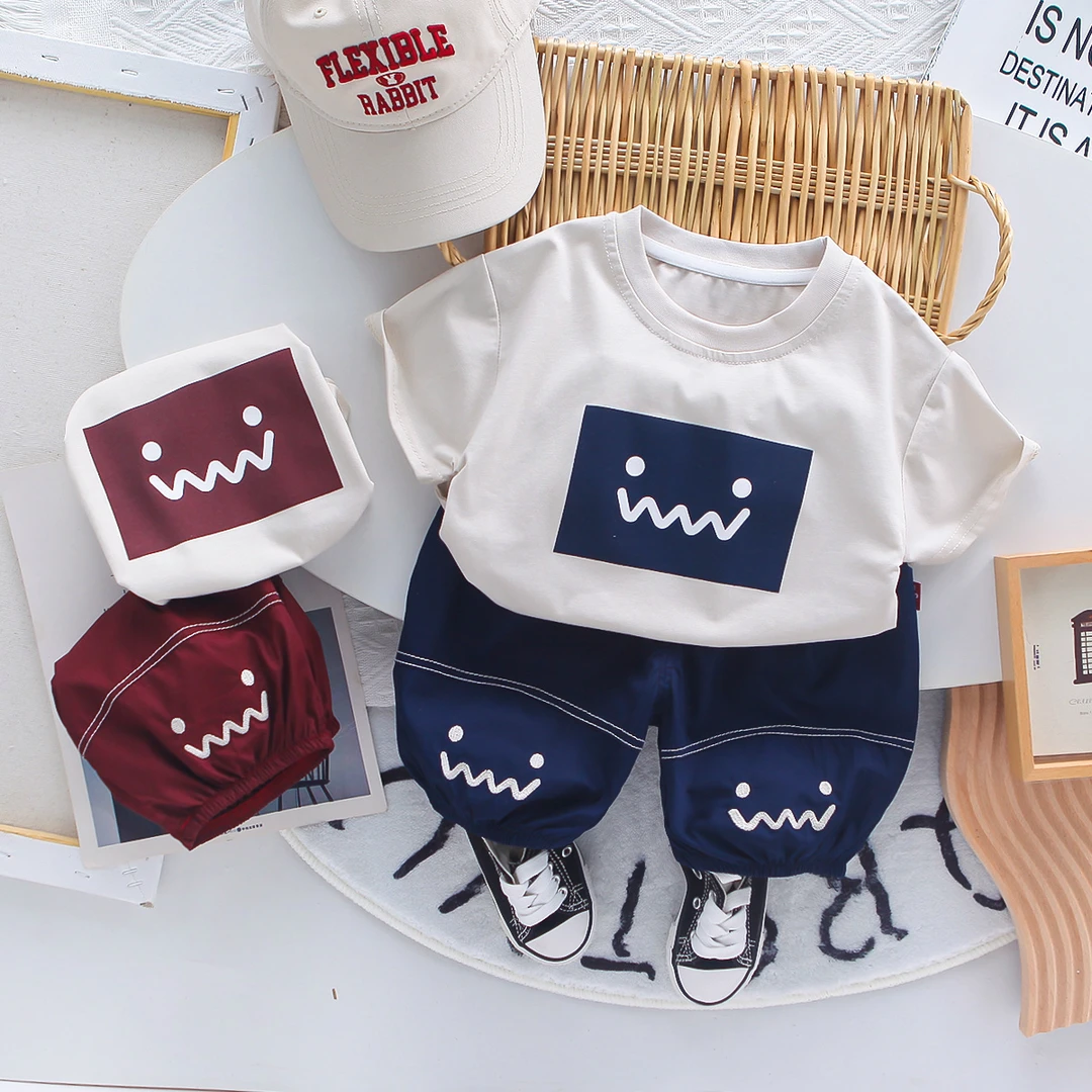 男童夏季短袖套装2025新款帅气宝宝薄款衣服小男孩夏装两件套潮款