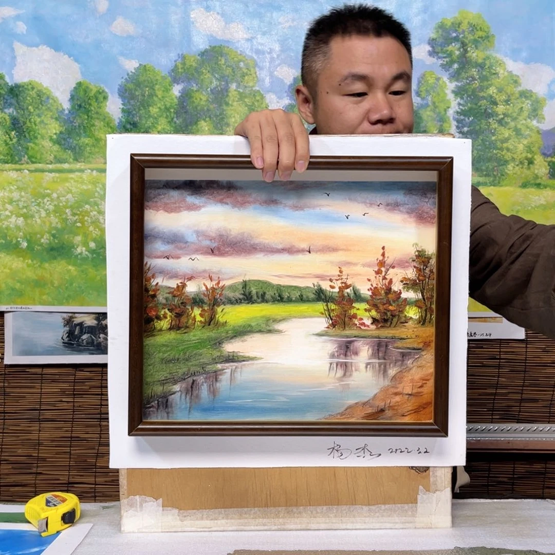 油画行路人小院绘画作品竞拍