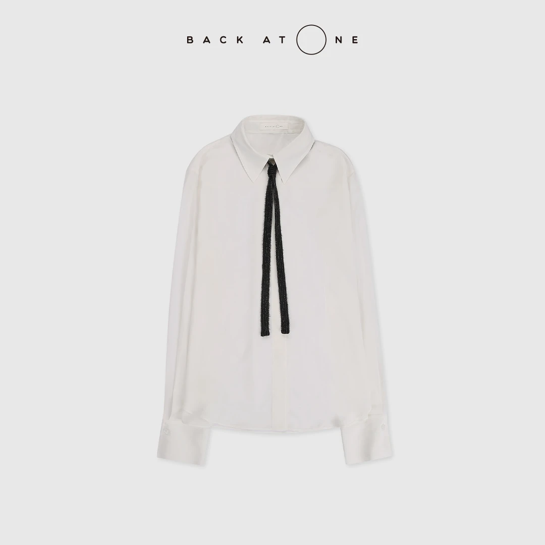BackAtOne “意式精雅”B*C桑蚕丝珠链领带白色衬衫 BEF-1BB077Q-K