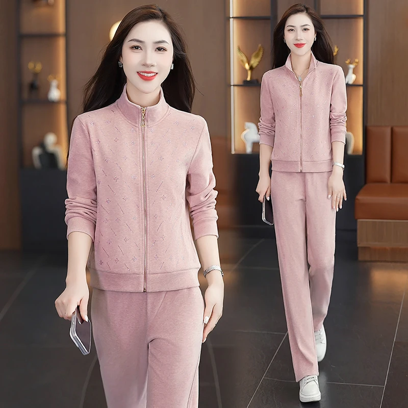 妈妈春秋运动服套装女休闲洋气卫衣外套中老年人时尚跑步服两件套