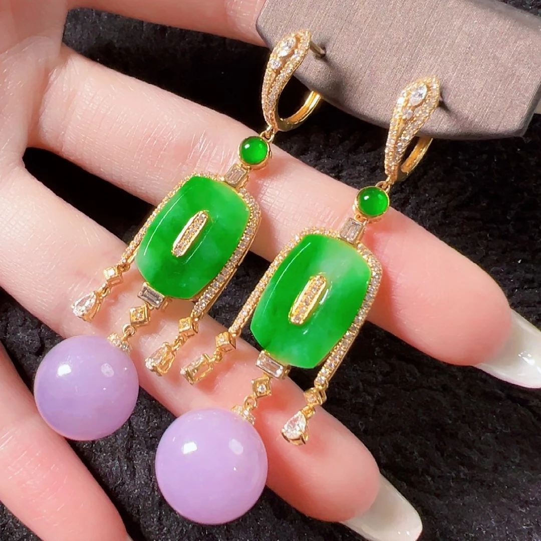 翡翠18K金镶嵌耳饰签收后24小时鉴赏期，过时不退