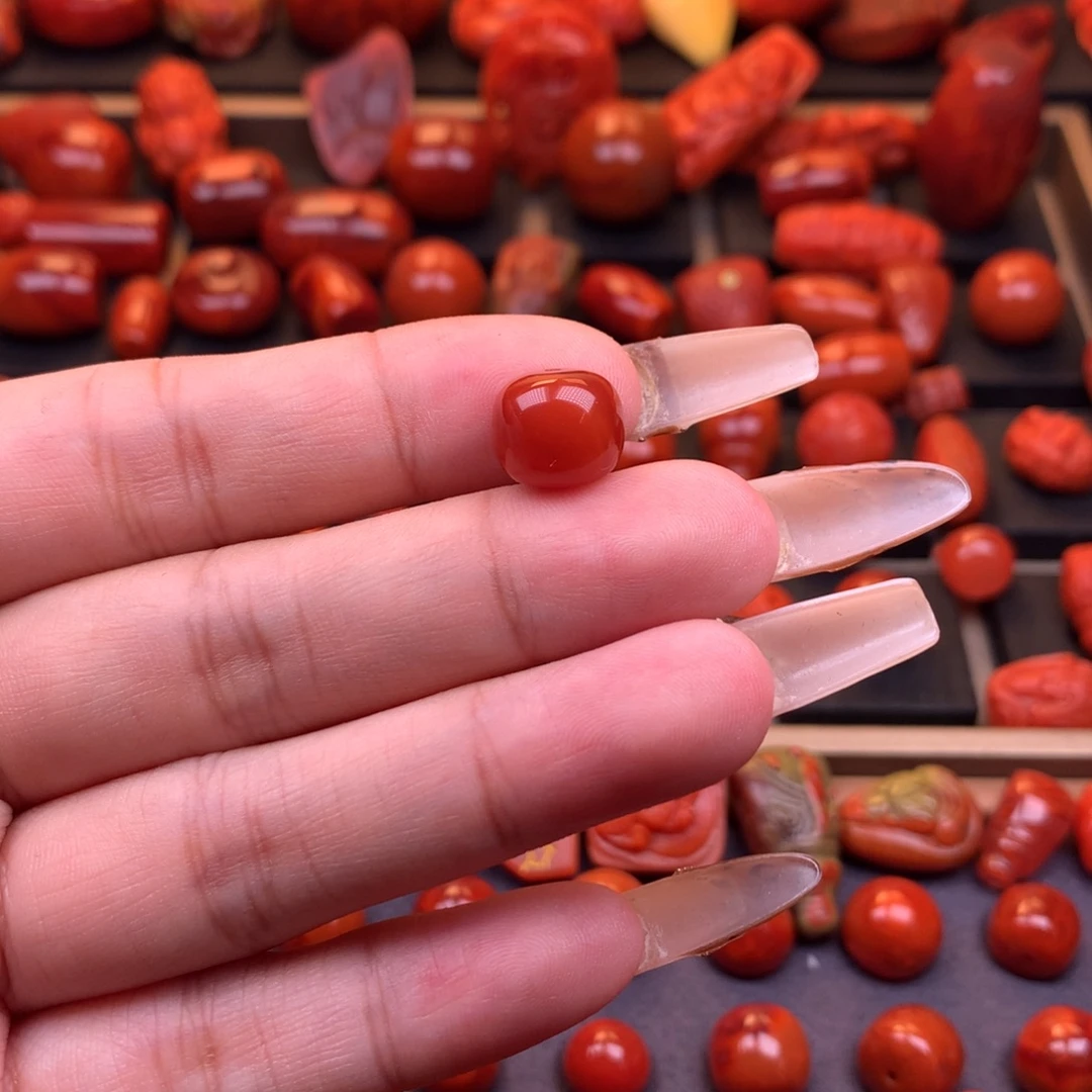 南红玛瑙未镶嵌原矿老型单珠11.2mm