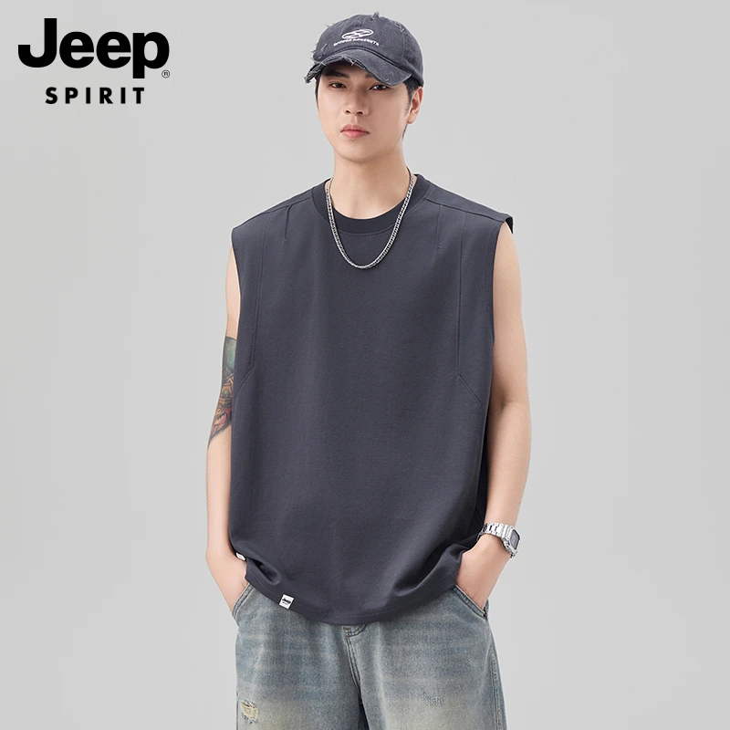 夏季薄款冰丝背心男士T恤2025新款外穿宽肩健身运动休闲宽松上衣