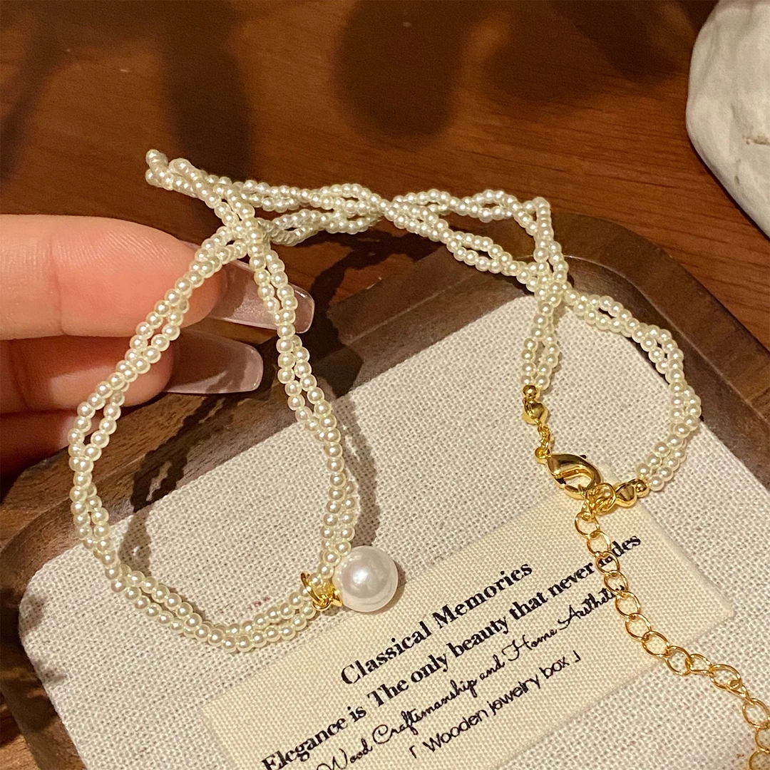 铜合金仿珍珠项链 【麻花珍珠】法式简约气质时尚百搭项链A1289