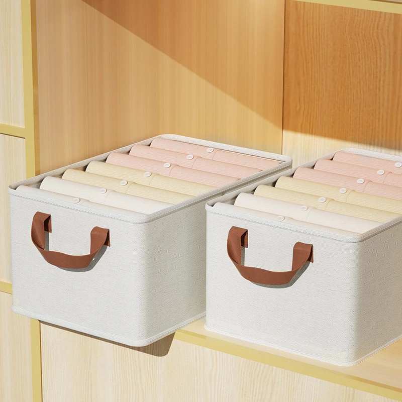 天山棉麻客厅衣柜衣物大容量收纳内衣收纳筐折叠收纳箱加厚收纳盒