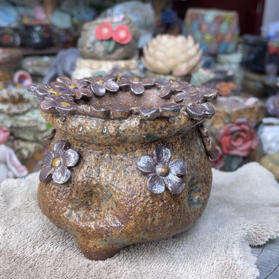 红陶✨***o粗砂陶手工花盆