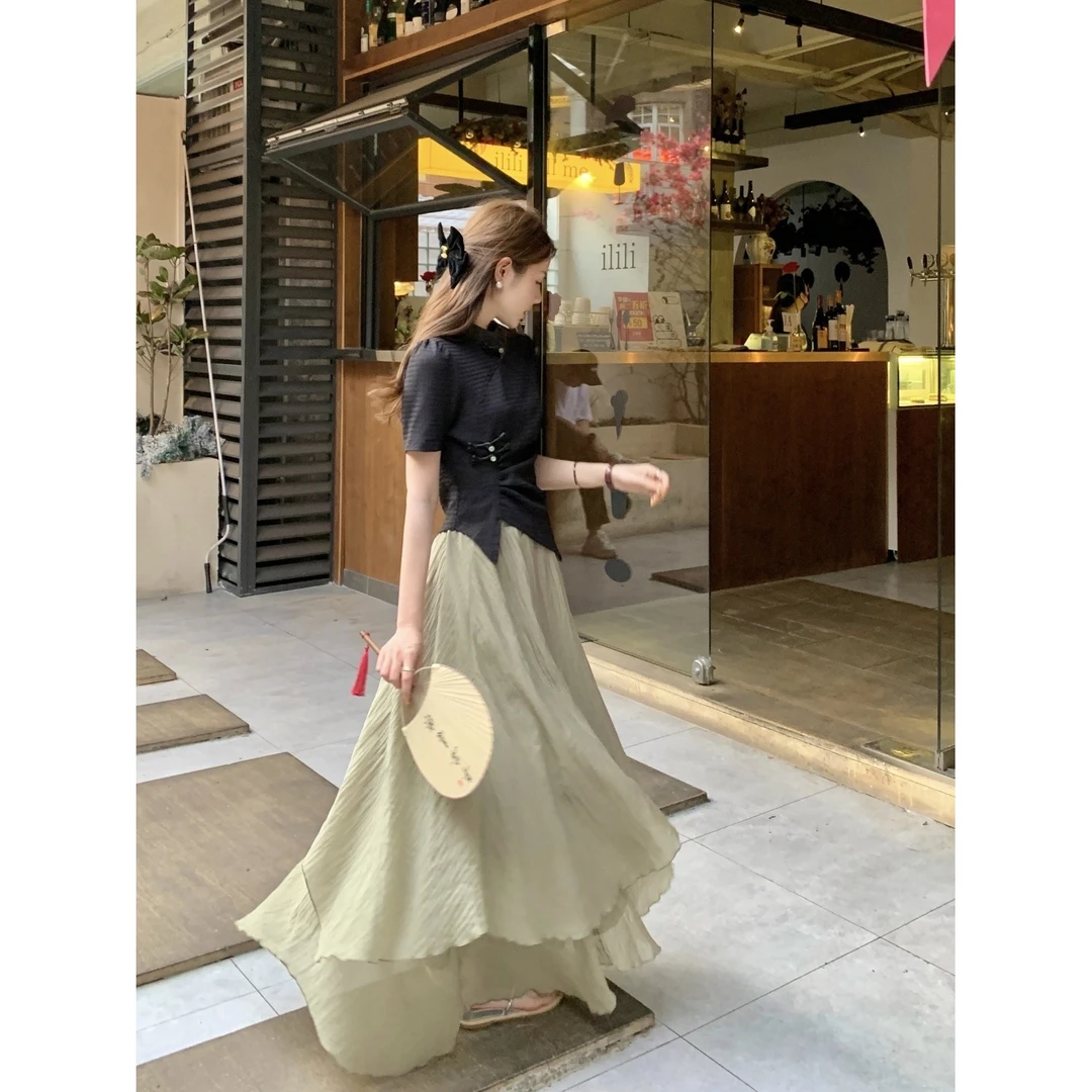 【兰亭序】300斤大码女装新中式胖妹妹旗袍半身裙两件套装2025夏