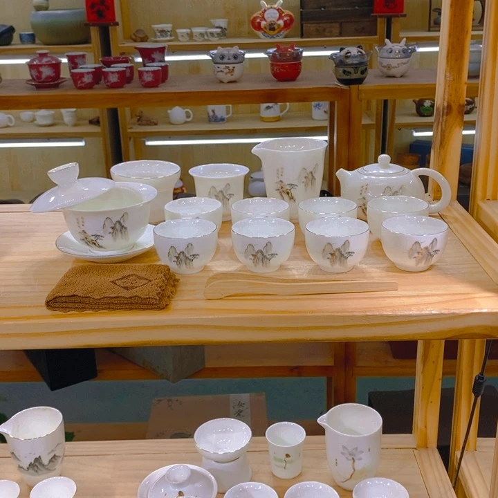 【不止】羊脂玉瓷茶具套装