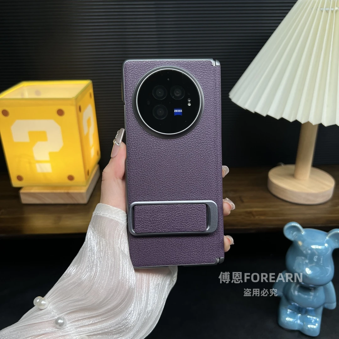 适用于vivoxfold3手机壳vivoxfold3pro真皮折叠屏腕带支架保护套