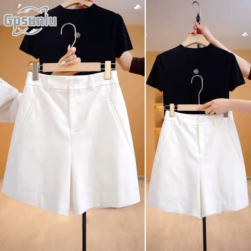 gpsunlu高腰五分裤夏季女休闲裤新款短裤夏装高腰a字西装短裤