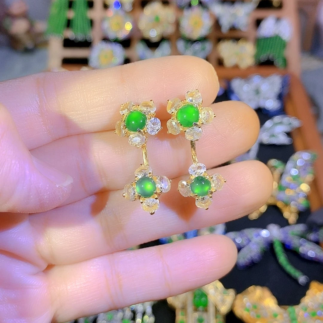 吊坠(不含链)银S925镶嵌翡翠