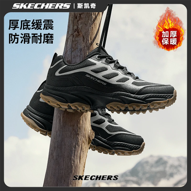 斯凯奇2025冬季新款男户外鞋厚底增高休闲运动鞋越野徒步鞋237773