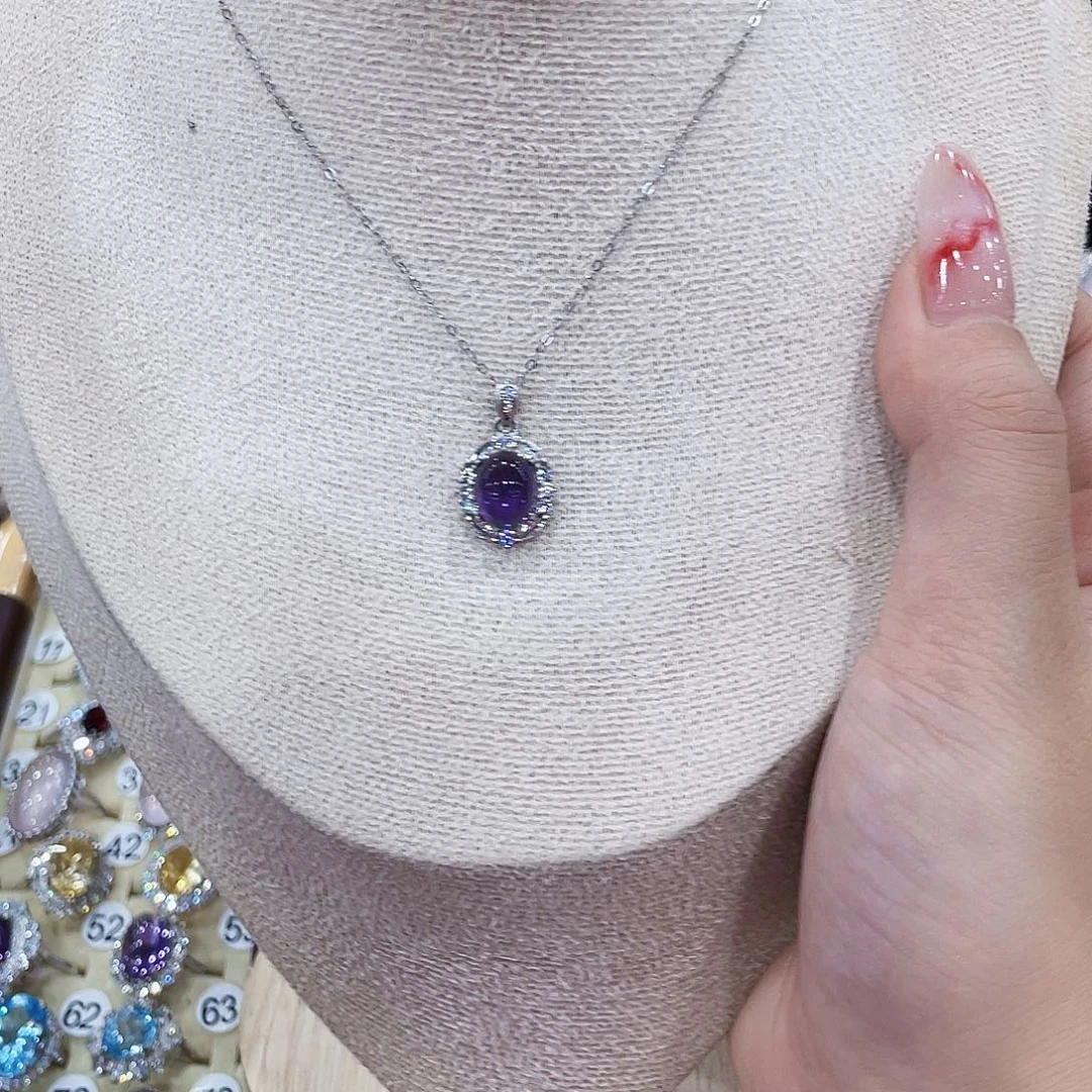 紫晶银S925镶嵌颈饰吊坠