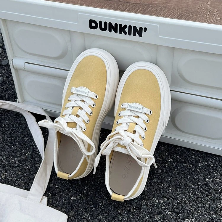 厚底增高帆布鞋女2025春时尚休闲鞋经典款彩色板鞋百搭青年女鞋