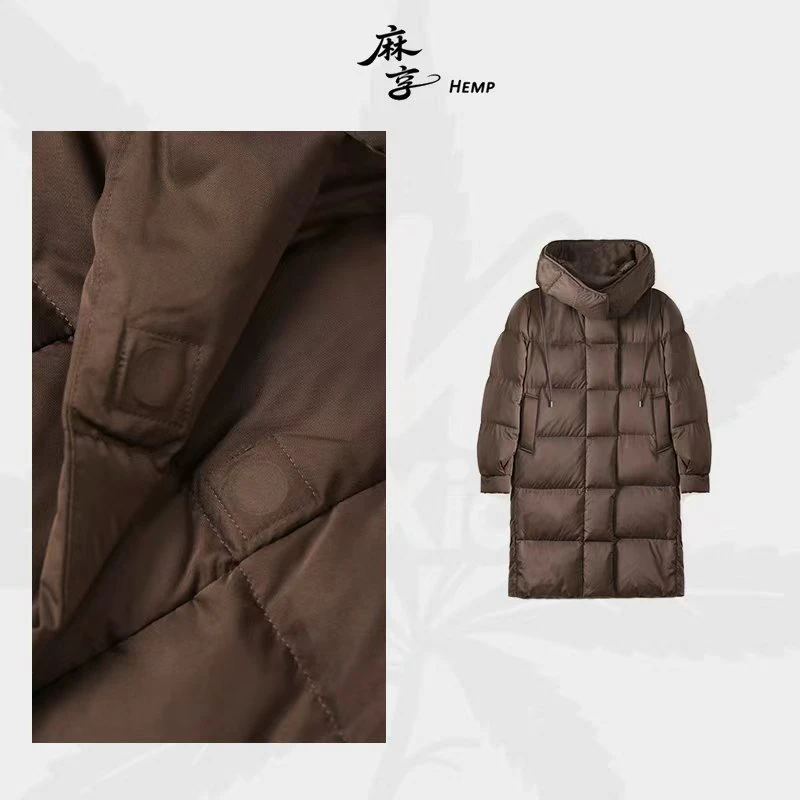 麻享【咖啡泡芙·90鹅绒服】连帽羽绒服过膝女款保暖外套FSY51178