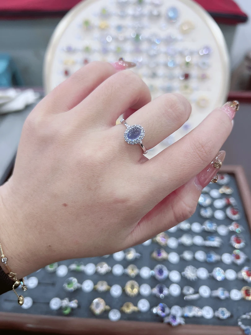 海蓝宝小精致款925银镶嵌