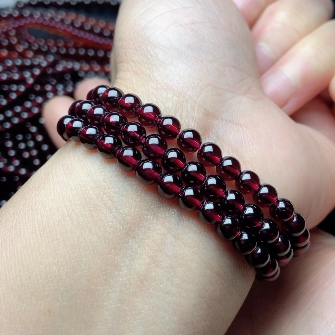 未镶嵌手链石榴石5.3酒红色