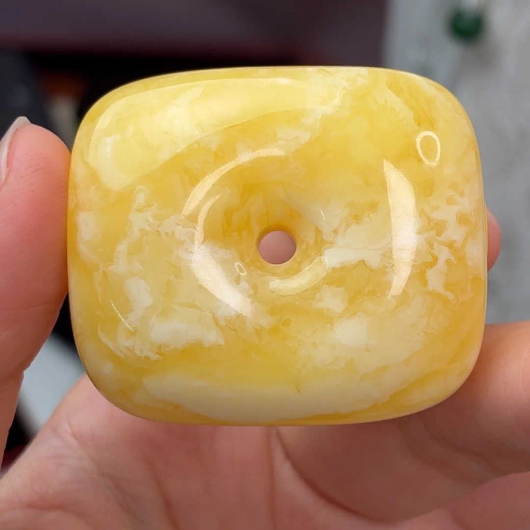 琥珀（根珀）未镶嵌发饰妖花满蜡藏扣