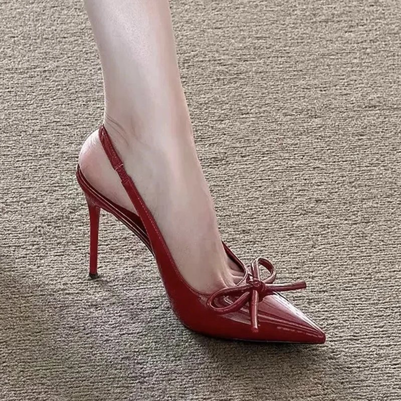 高跟鞋女细跟夏季百搭蝴蝶结高跟凉鞋不累脚一字带凉鞋女性感单鞋