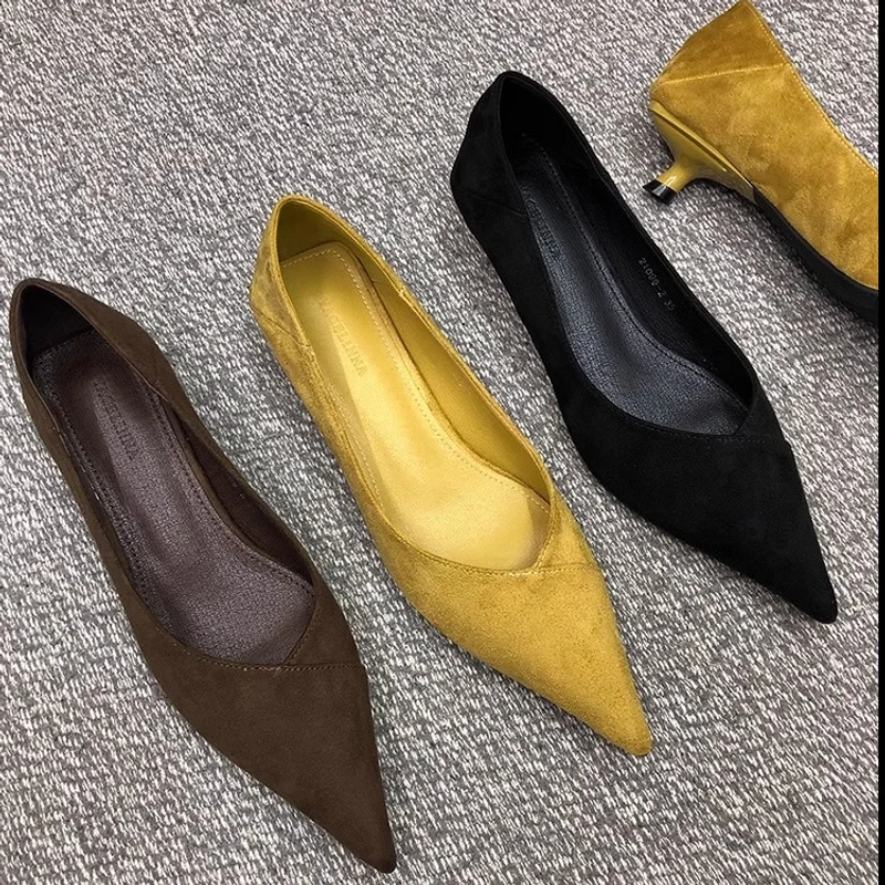 法式尖头气质2025春秋新款百搭通勤单鞋浅口低跟鞋职业工作鞋百搭