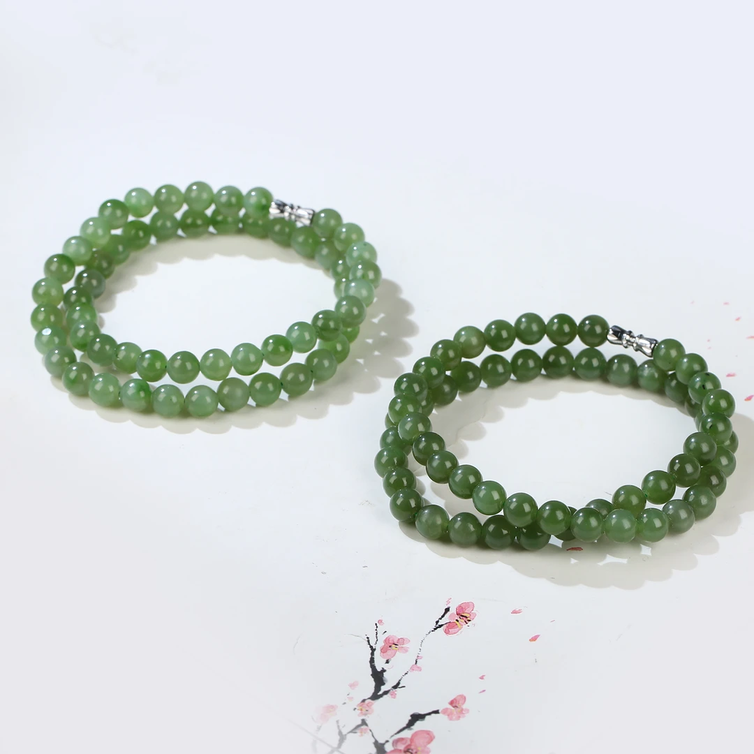【麦子家族秋季特惠】天然和田玉碧玉项链7-8珠子多样性发1 XL333