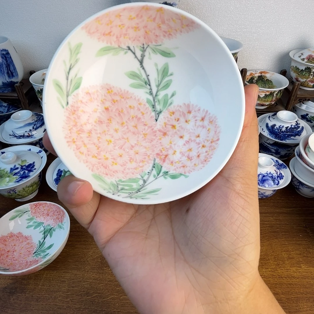 忠意堂釉下彩粉绣球