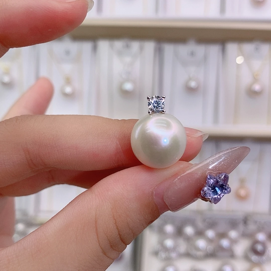 淡水珍珠银S925镶嵌吊坠(赠链)13➕