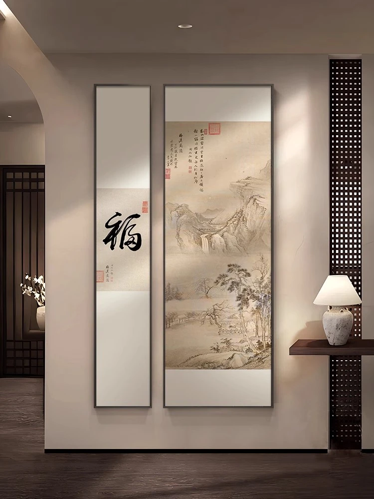 新中式玄关装饰画福字画山水画大气走廊过道壁画宋代美学禅意挂画