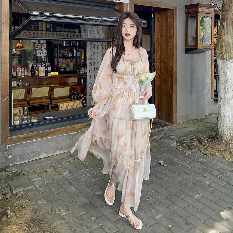 高品质 2025夏季新款碎花显瘦气质夏季初恋法式雪纺连衣裙裙子