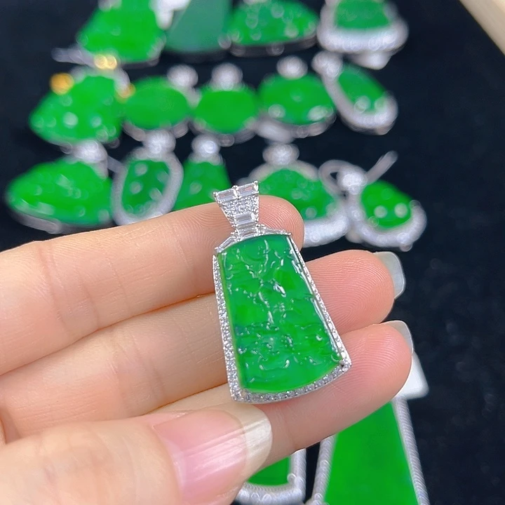 翡翠银S925镶嵌吊坠(不含链)