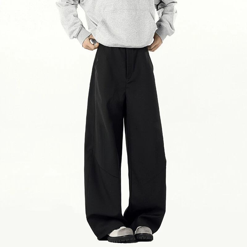 黑色弯刀西裤男女春秋直筒高级感垂感加厚阔腿裤休闲镰刀长裤宽松