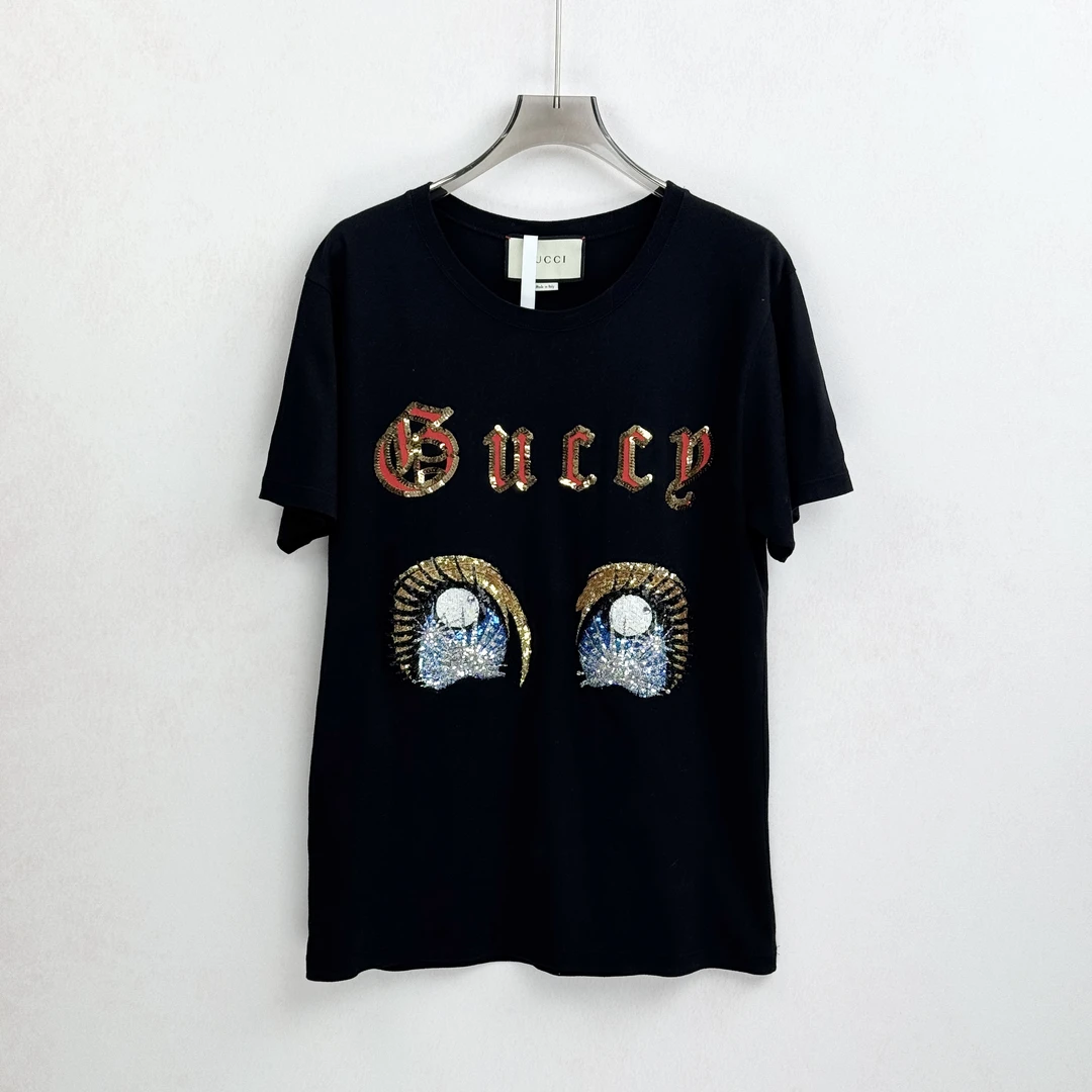 99新 GUCCI/古驰 亮片logo眼睛短袖/XS码