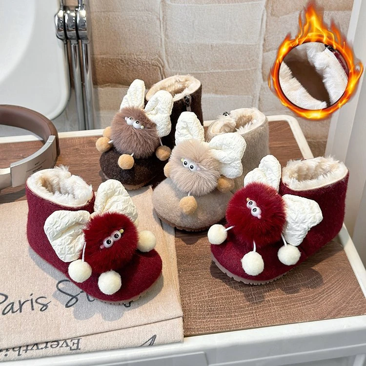 【爆爆羊】-迎新春-女童毛毛靴冬季保暖儿童加绒雪地靴防滑棉短靴