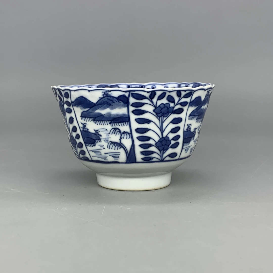 62509199*清光绪青花山水花卉茶圆/瓷器六/江苏省文物总店