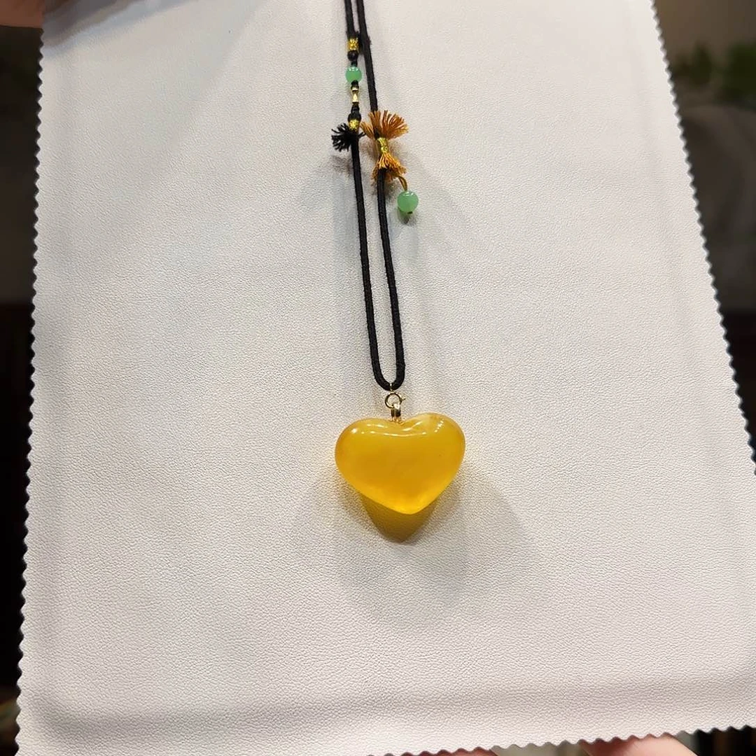 蜜蜡未镶嵌项链蜜蜡爱心