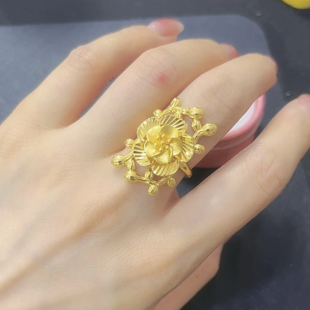 铜合金戒指 大梅花活口戒指 时尚大气