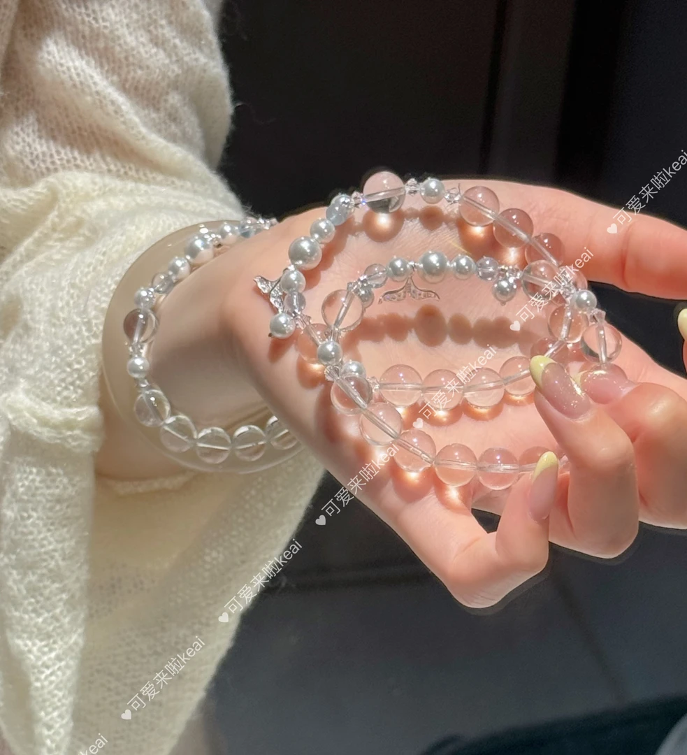 N29《孤岛蓝鲸》925银白水晶手串